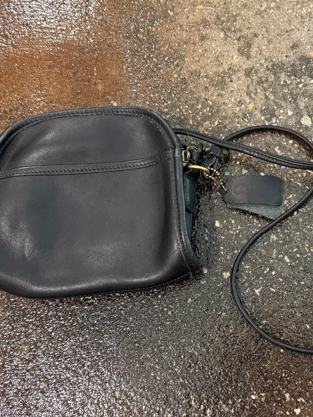 Vintage black leather coach bag